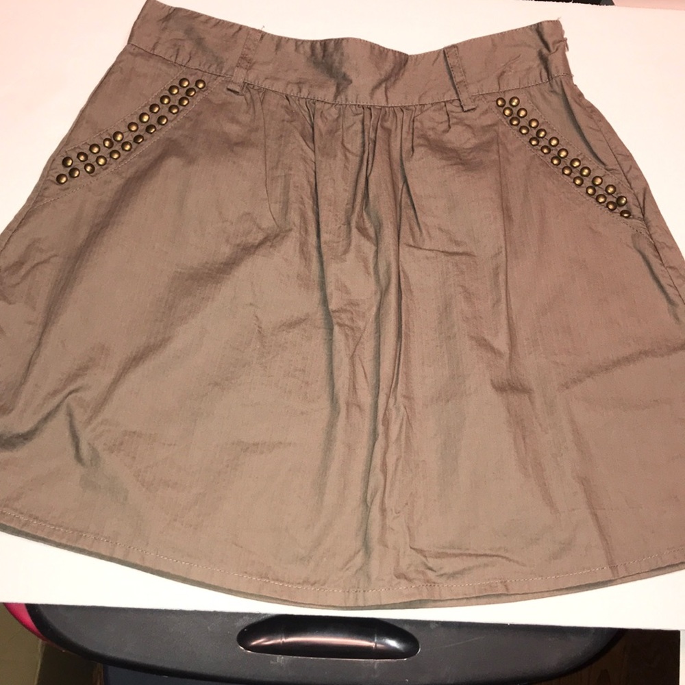 womens cute summer skirt Passport brown skirt studded M Cotton